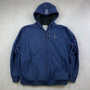 Ororo Mens Sweater Medium Navy Blue Full Zip Heated Fleece Hoodie No Battery